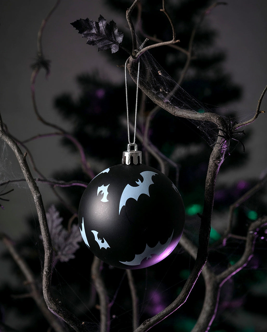 Black Christmas Baubles With Bats Ø 6cm