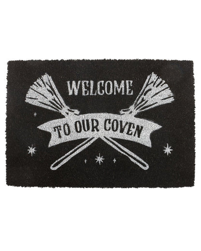Schwarze "Welcome to Our Coven" Türmatte 60x40cm