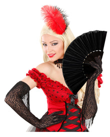 Schwarzer Burlesque Fächer aus Stoff