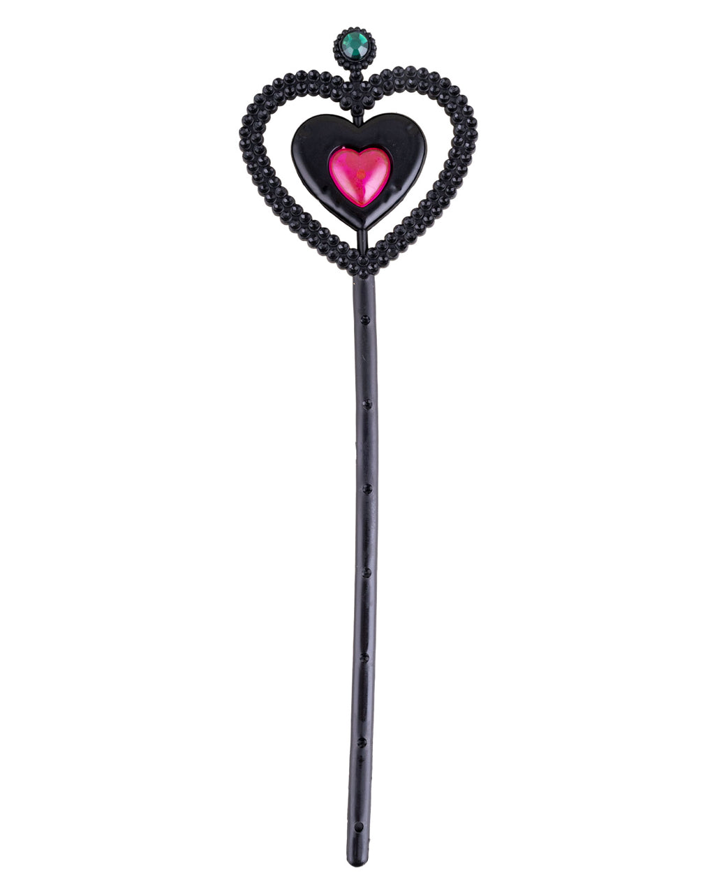Schwarzer Feenstab mit Edelstein & Herz 32cm