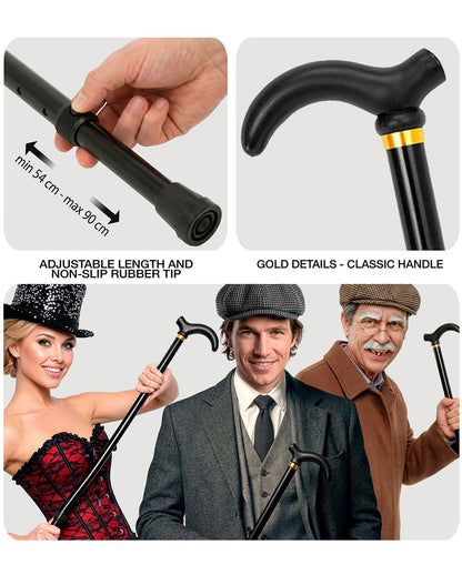Black adjustable Walking Stick, 54–90 cm