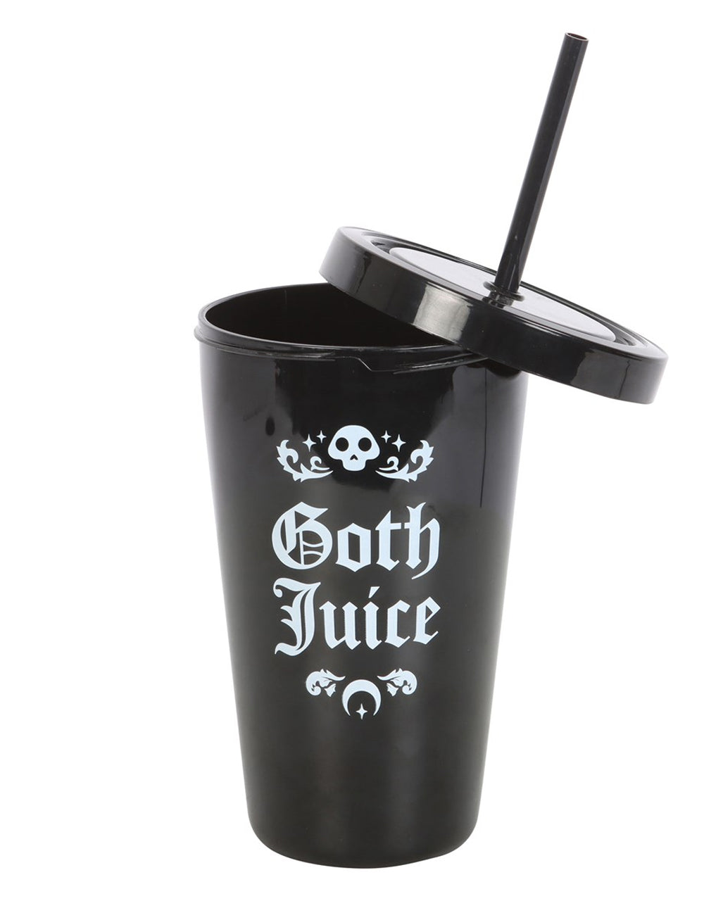 Black "Goth Juice" Drinks Cup With Straw