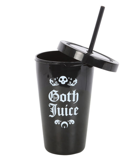Black "Goth Juice" Drinks Cup With Straw