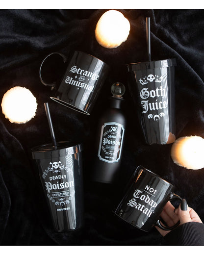 Black "Goth Juice" Drinks Cup With Straw