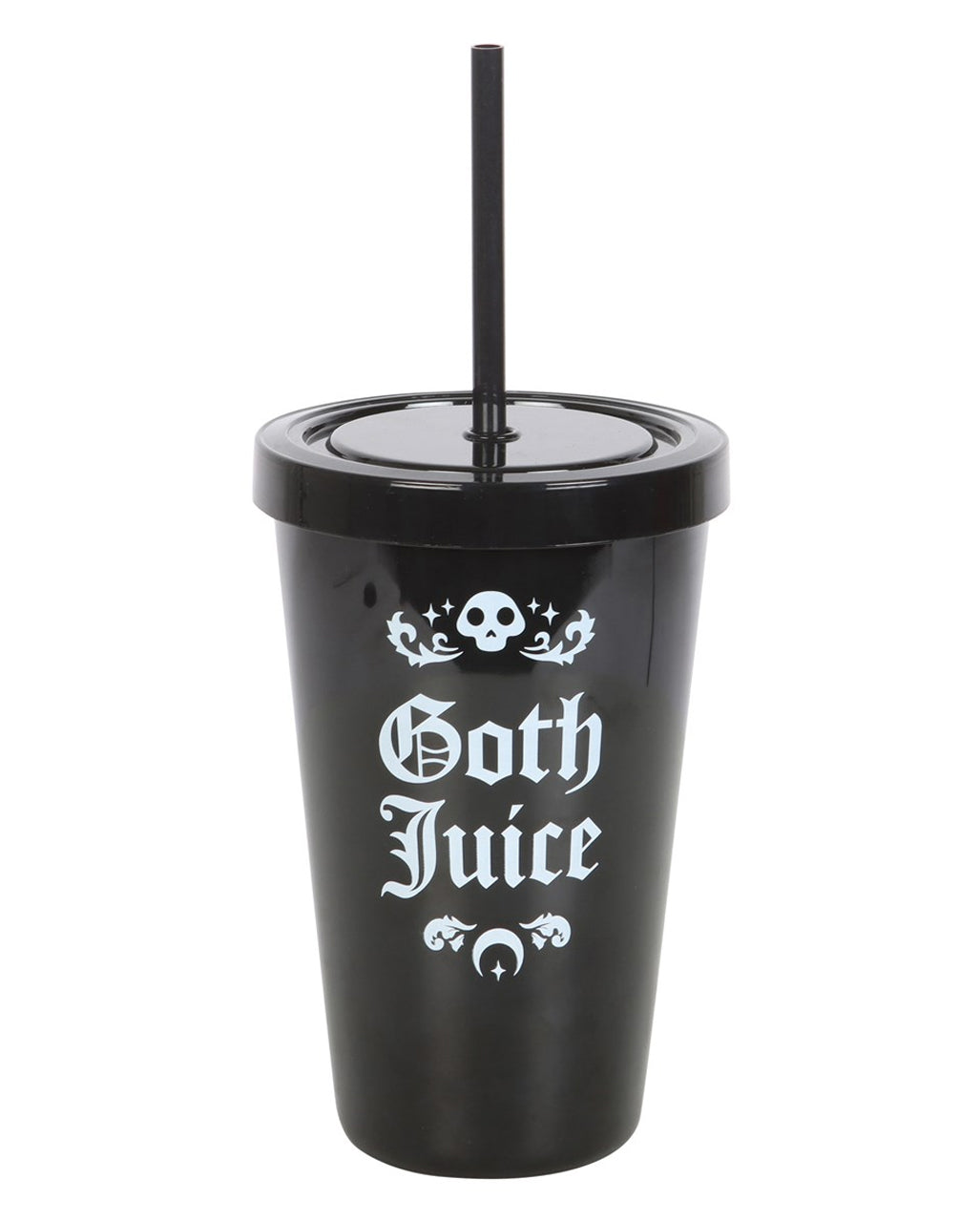 Black "Goth Juice" Drinks Cup With Straw