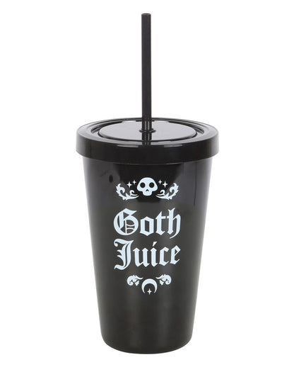 Black "Goth Juice" Drinks Cup With Straw