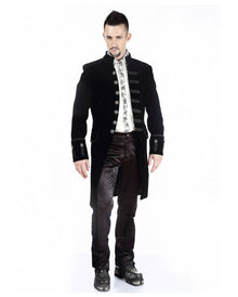 Schwarzer Samt Gothic Herren Mantel Aristokrat