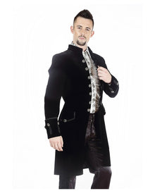 Schwarzer Samt Gothic Herren Mantel Aristokrat