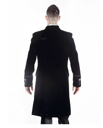 Schwarzer Samt Gothic Herren Mantel Aristokrat