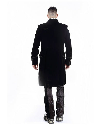 Schwarzer Samt Gothic Herren Mantel Aristokrat