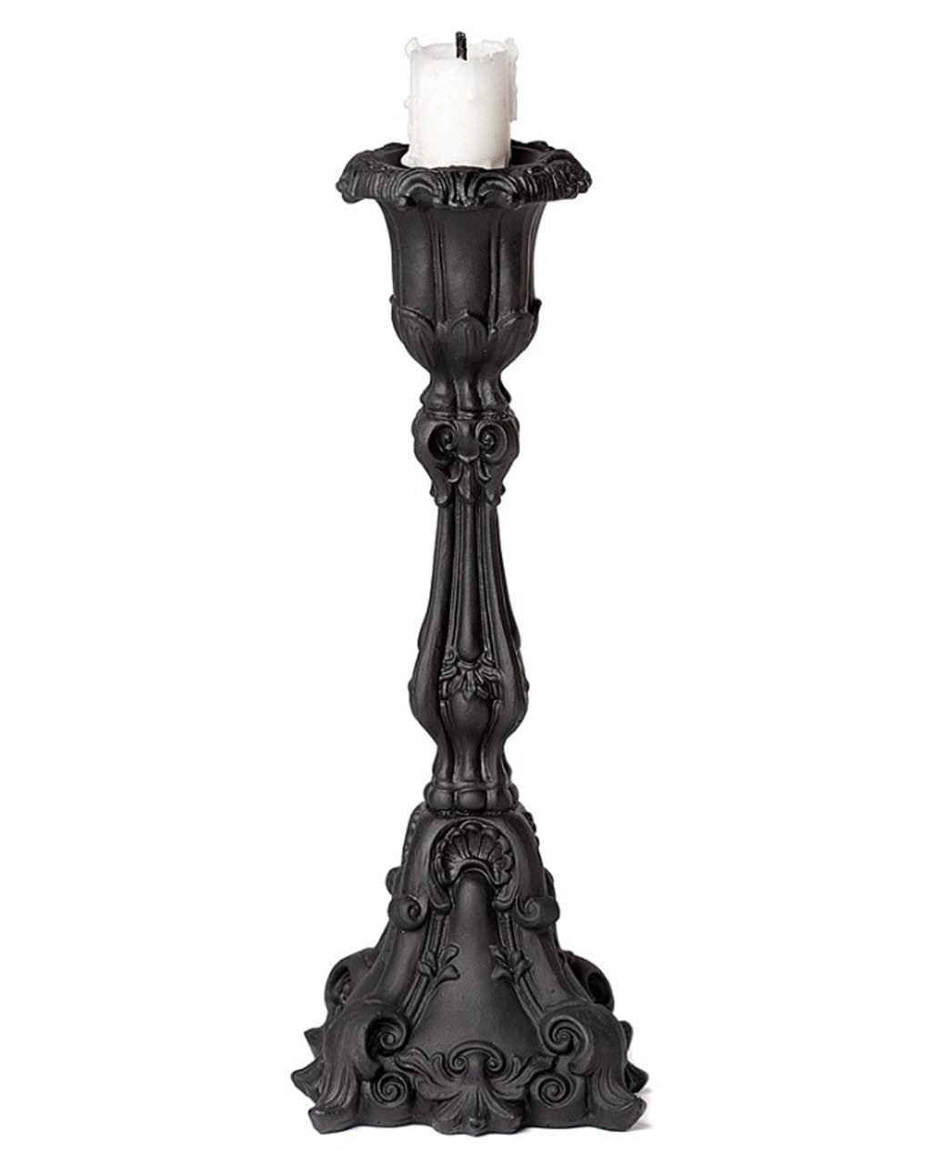 Schwarzer Gothic Barock Kerzenhalter 23,5cm