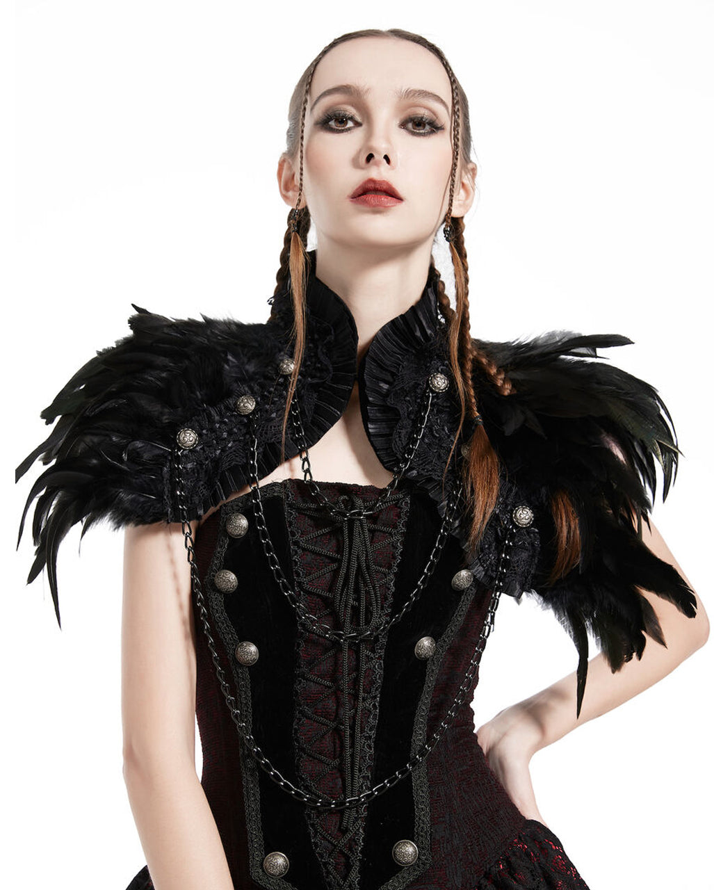 Gothic Bolero mit schwarzen Federn