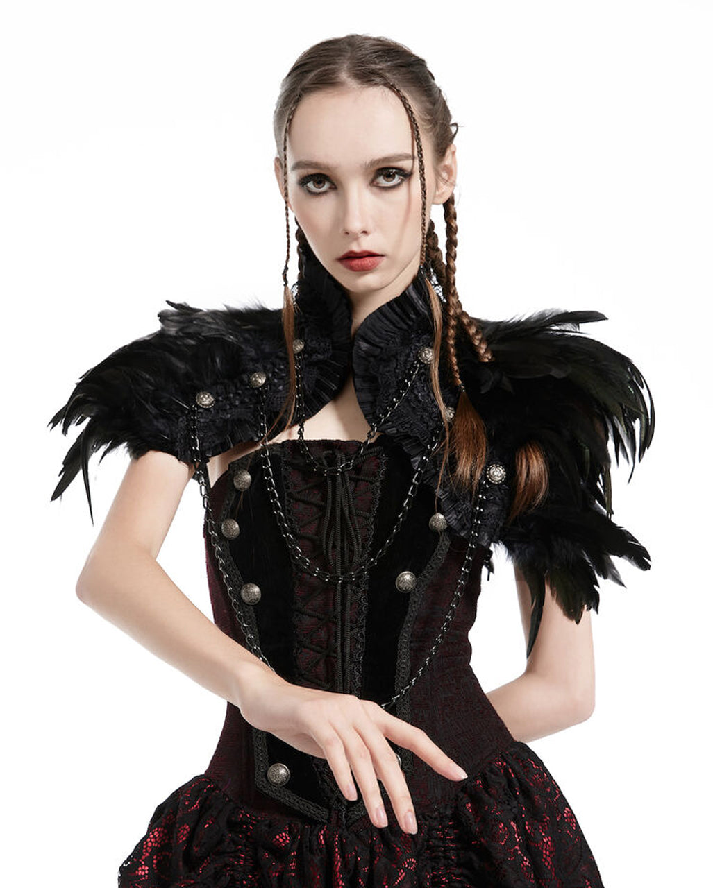 Gothic Bolero mit schwarzen Federn