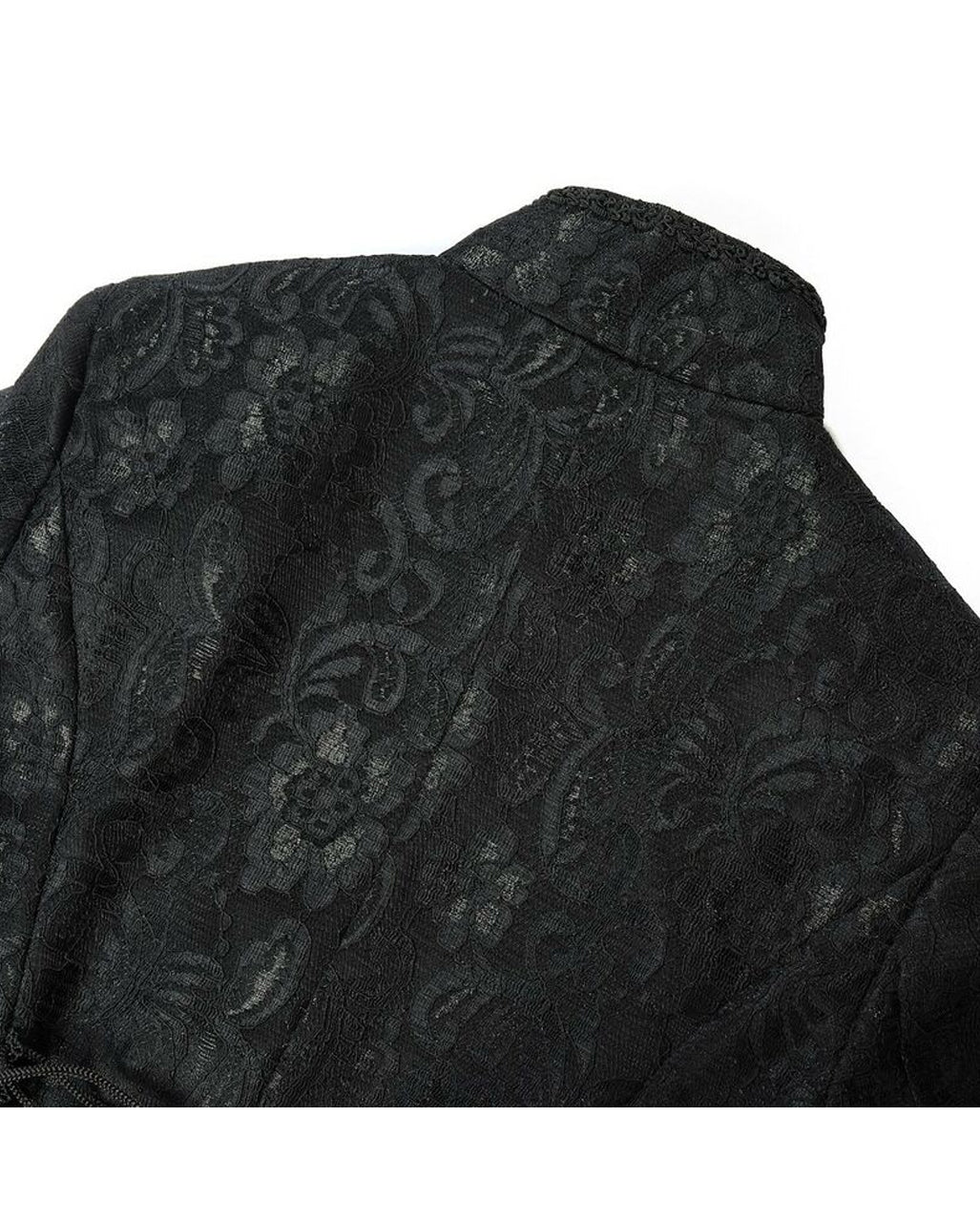Schwarzer Langer Gothic Damenmantel mit Spitze