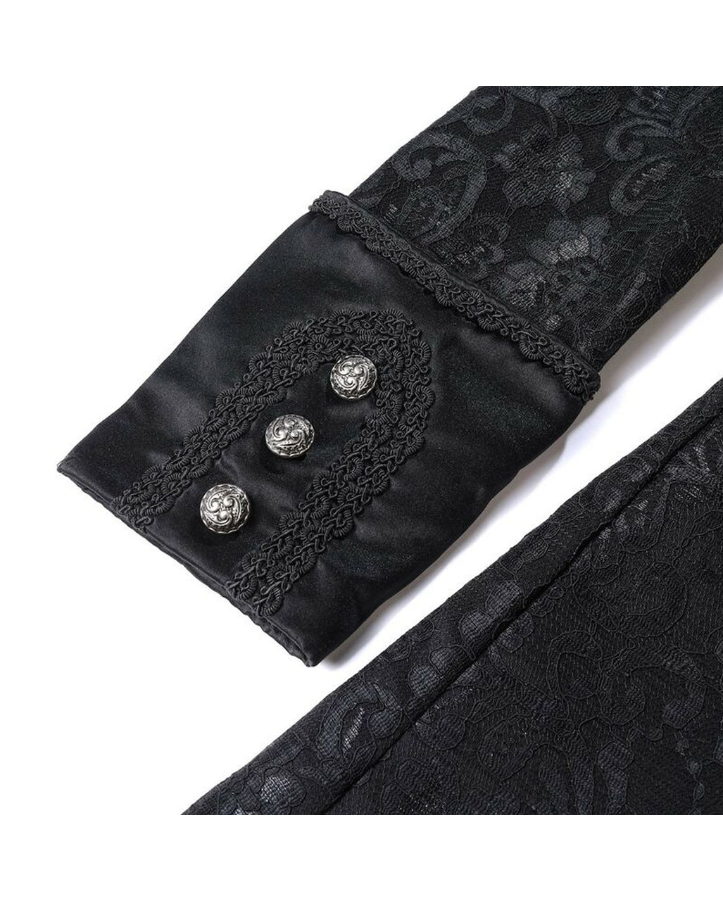 Schwarzer Langer Gothic Damenmantel mit Spitze