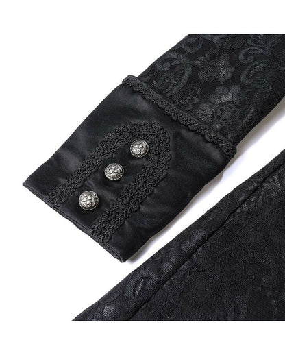 Schwarzer Langer Gothic Damenmantel mit Spitze