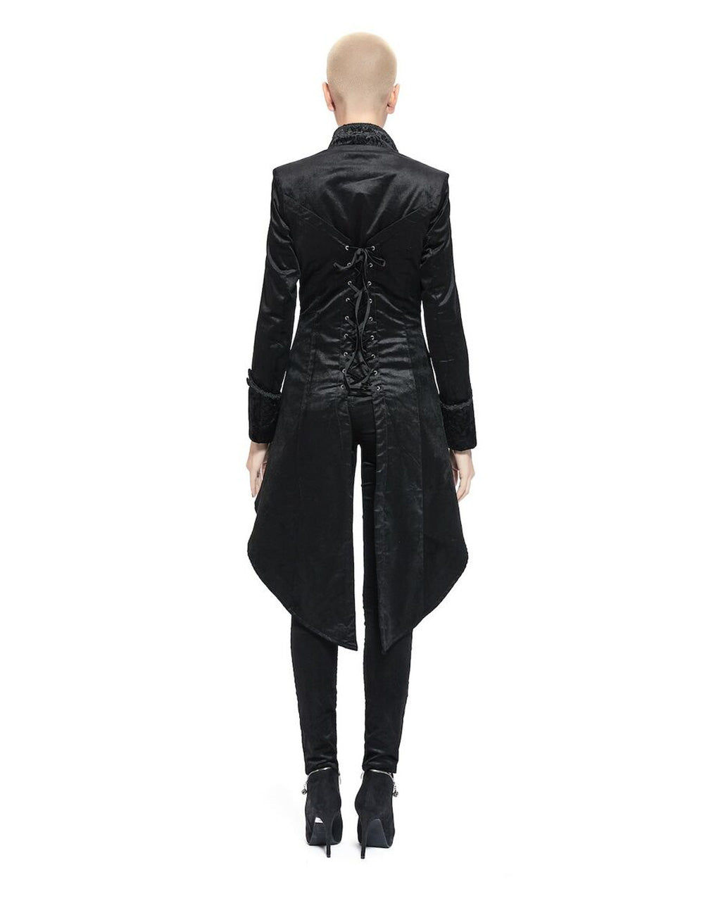Schwarzes Gothic Damenjackett mit Schwalbenschwanz