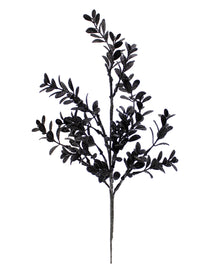 Schwarzer Gothic Deko Zweig mit Blättern 40cm