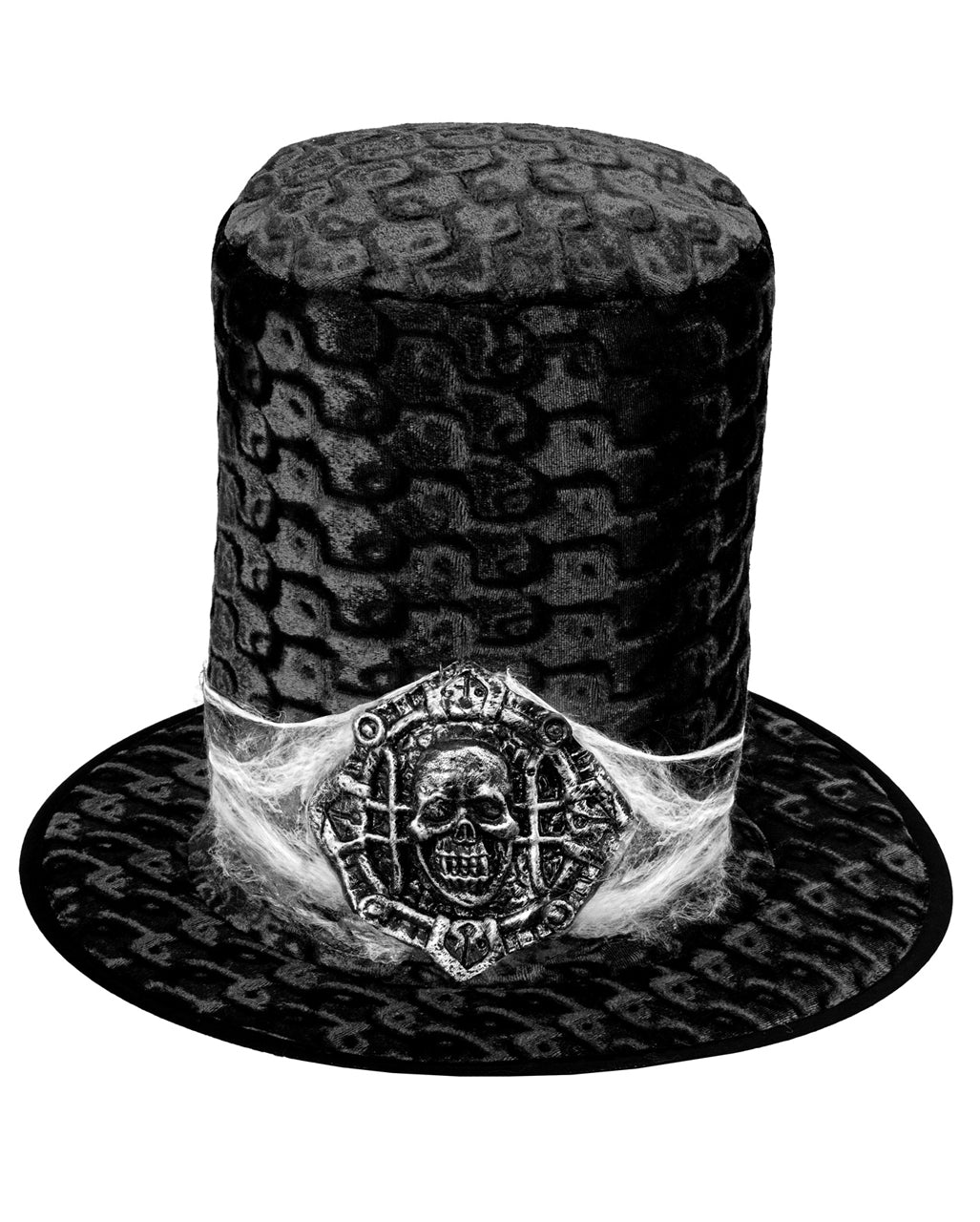 Schwarzer Gothic Samt Zylinder mit Totenschädel