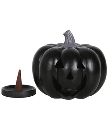 Schwarzer Kürbis Halloween Räucherkegelhalter 11cm