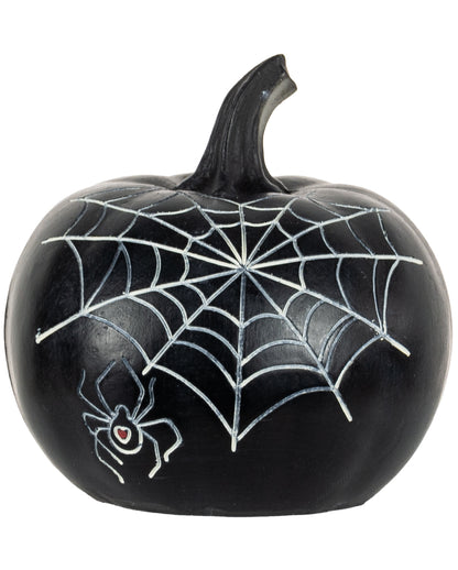 Schwarzer Pumpkin mit Herzförmigen Spinnennetz 10cm