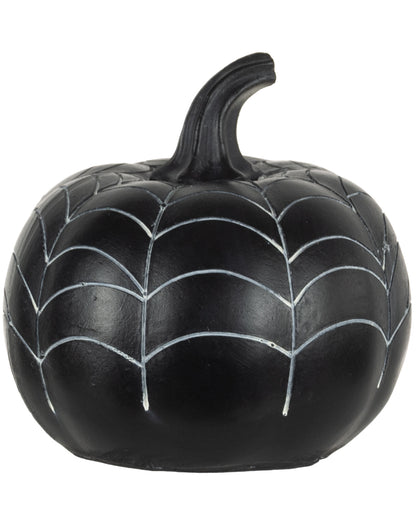 Schwarzer Pumpkin mit Spinnennetz Verzierung 10cm