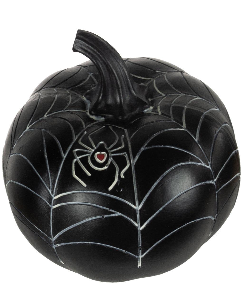 Schwarzer Pumpkin mit Spinnennetz Verzierung 10cm