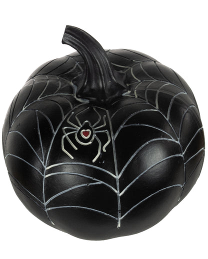 Schwarzer Pumpkin mit Spinnennetz Verzierung 10cm