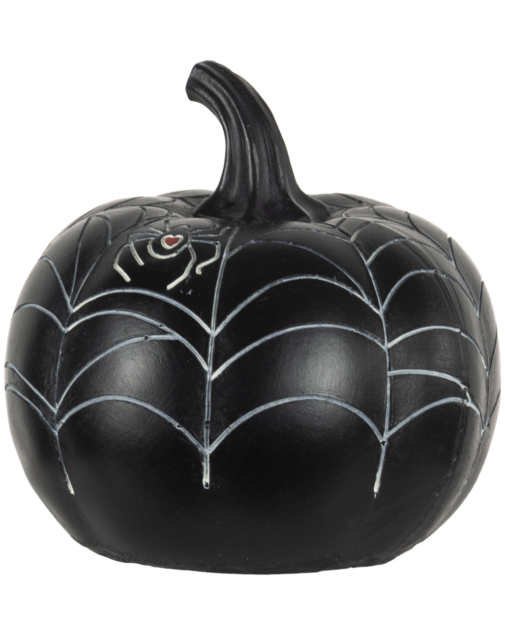 Schwarzer Pumpkin mit Spinnennetz Verzierung 10cm