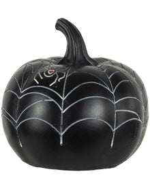 Schwarzer Pumpkin mit Spinnennetz Verzierung 10cm