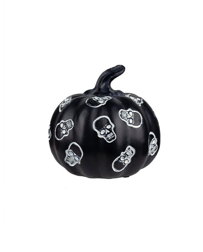 Kürbis mit Totenschädeln schwarz 13cm