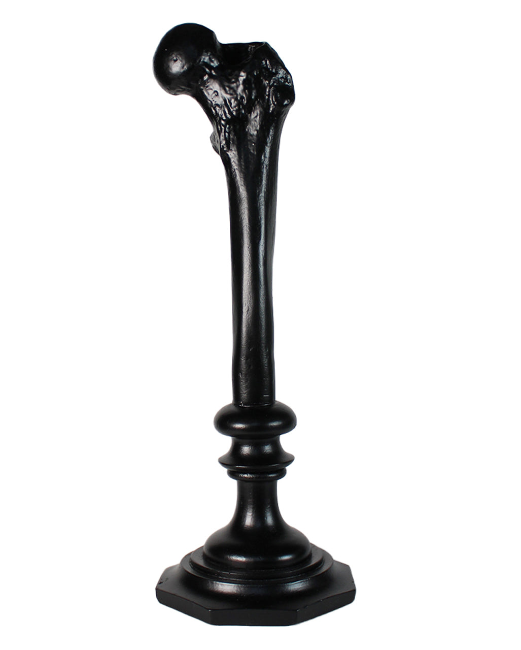 Schwarzer Oberschenkelknochen Kerzenleuchter 34cm