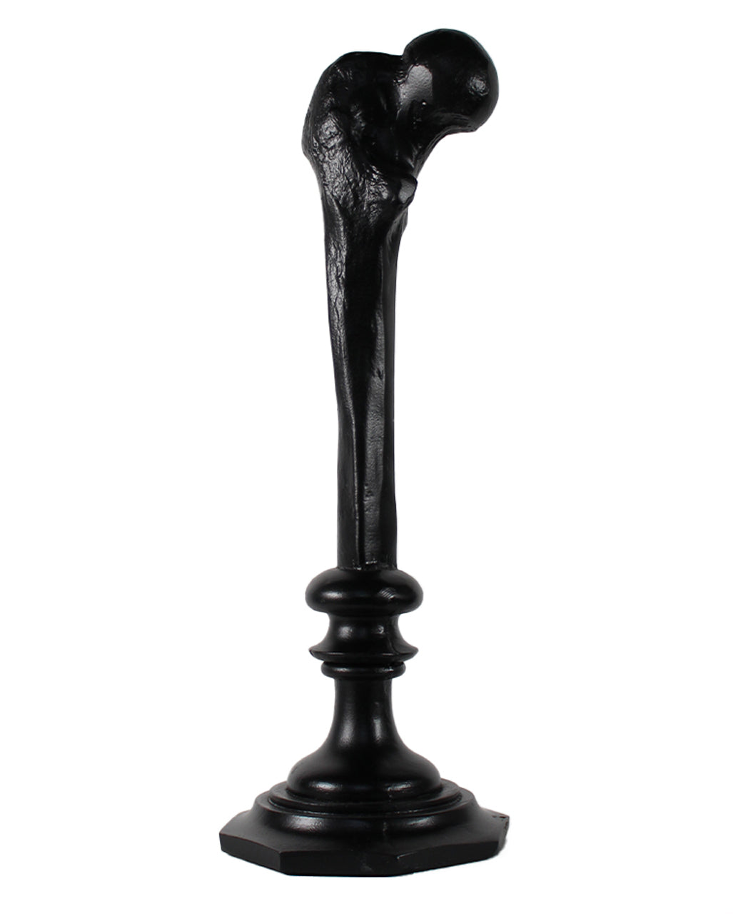 Schwarzer Oberschenkelknochen Kerzenleuchter 34cm