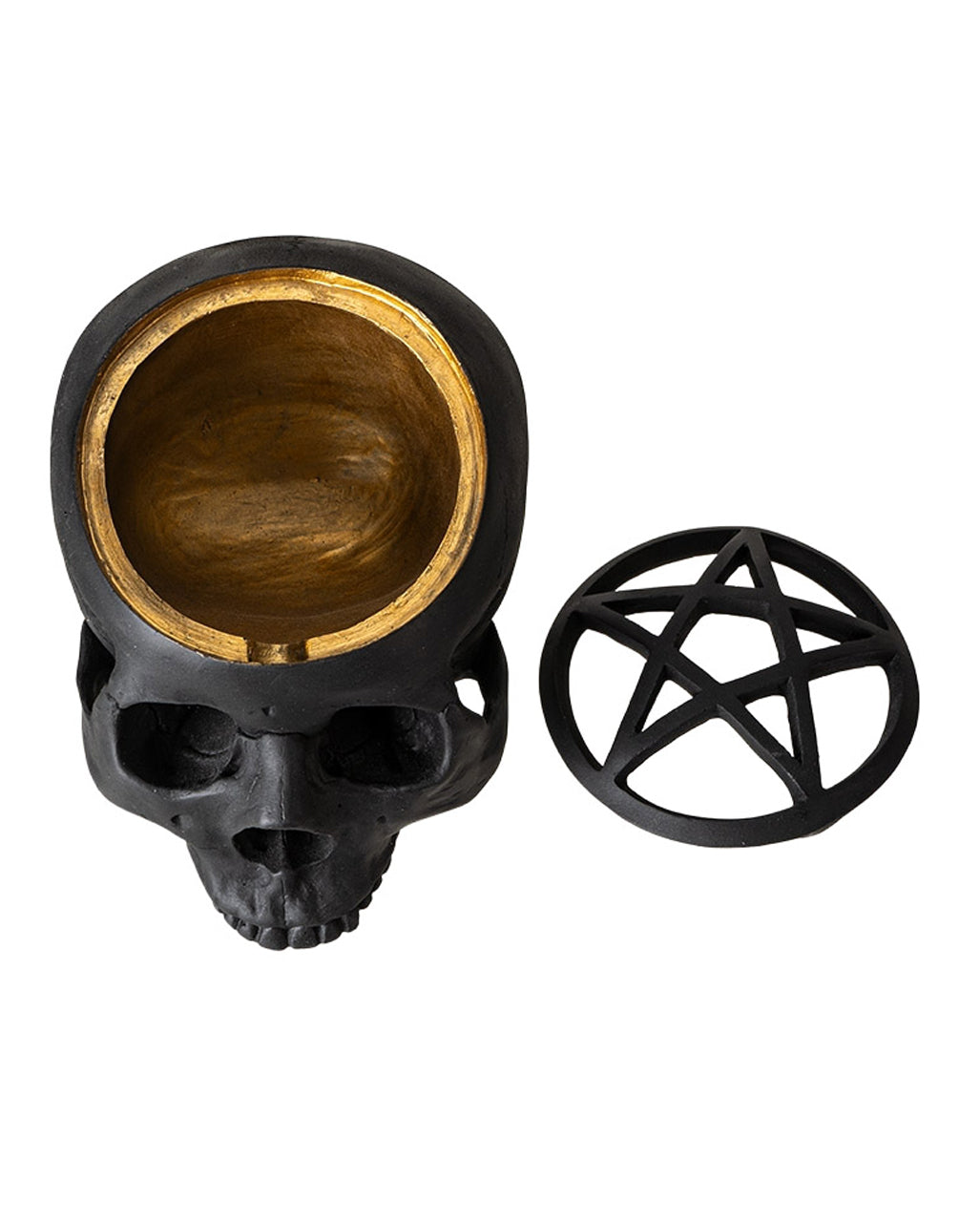 Schwarzer Pentagramm Totenkopf 17cm
