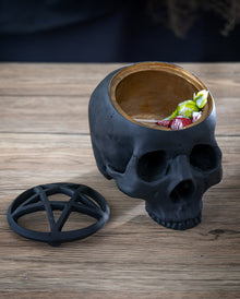 Schwarzer Pentagramm Totenkopf 17cm