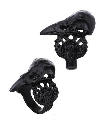 Schwarzer Krähenschädel Ring