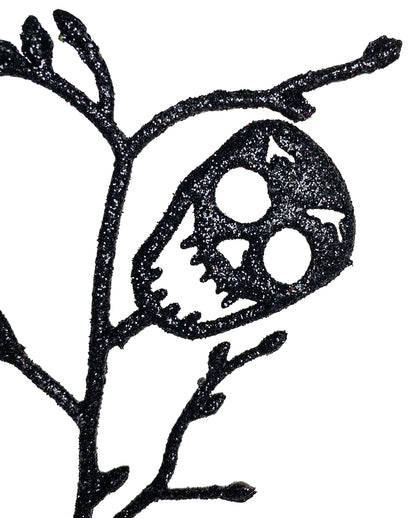 Black Branch With Black Glittering Skulls 68cm