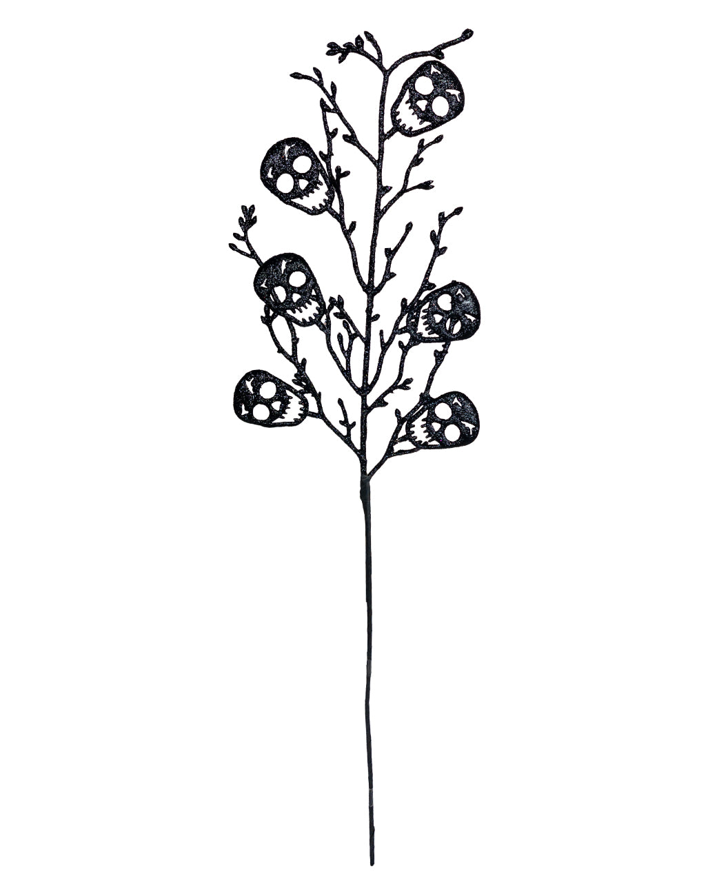 Black Branch With Black Glittering Skulls 68cm