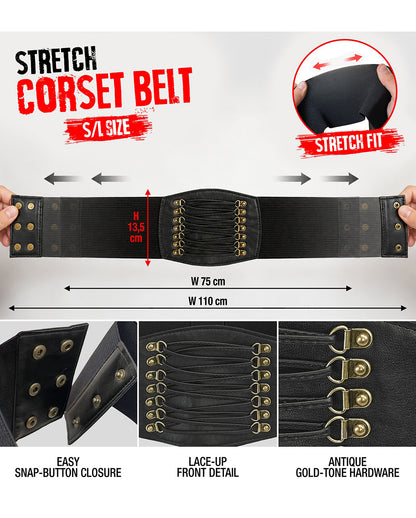 Stretch Korsett Gürtel Schwarz S-L