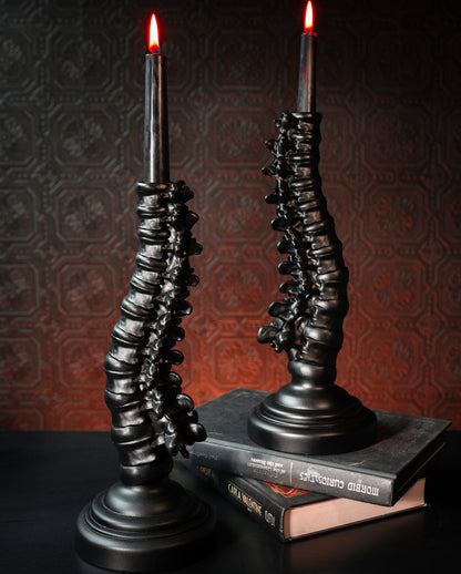 Schwarzer Wirbelsäule Gothic Kerzenständer 34cm