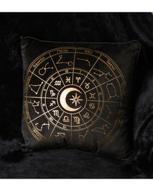 Schwarzes Astrologierad Kissen 35x35cm