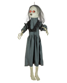 Schwarzes Gothic Mädchen mit leuchtenden Augen Hängefigur 80cm