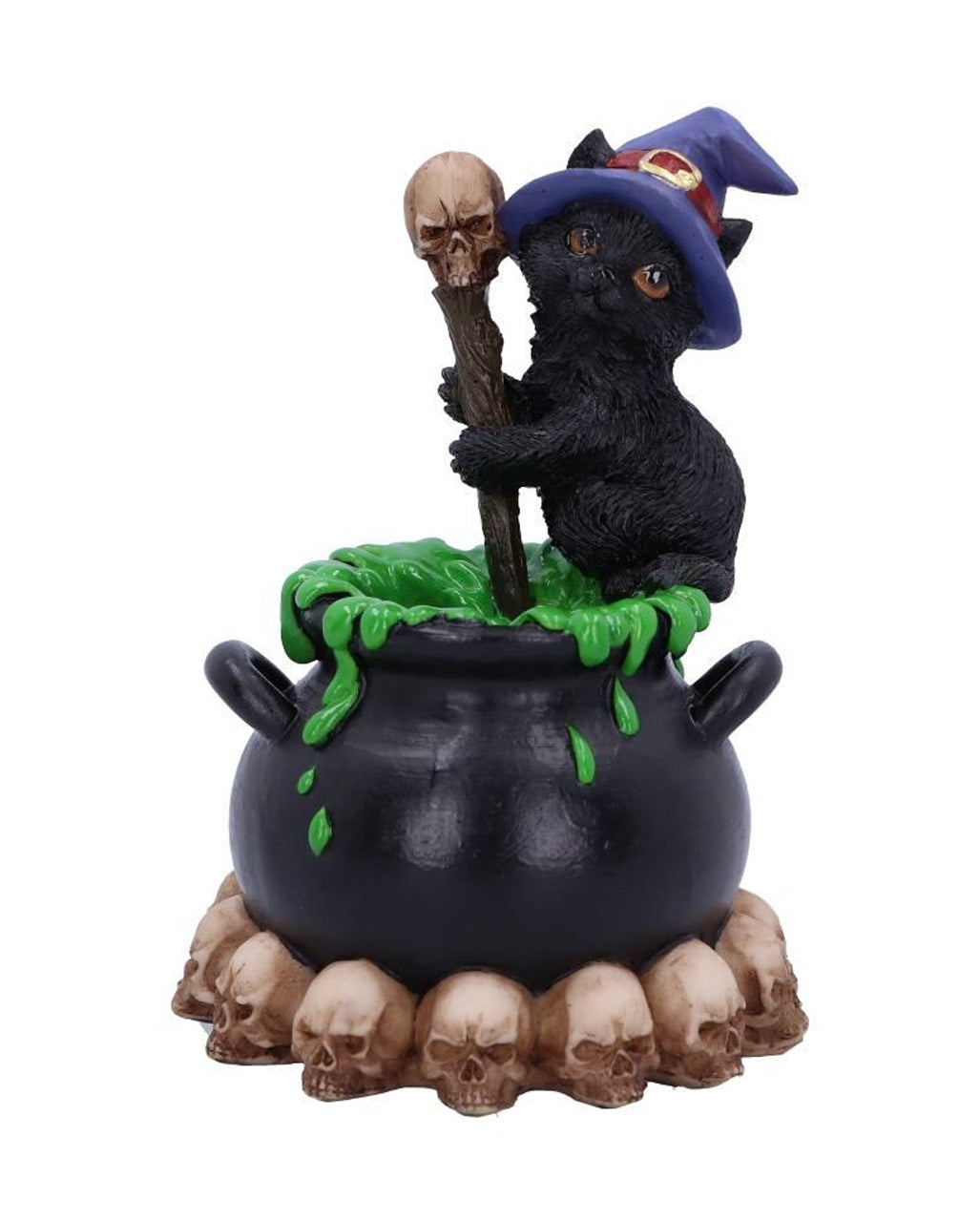 Schwarzes Hexenkätzchen mit Hexenkessel 12cm