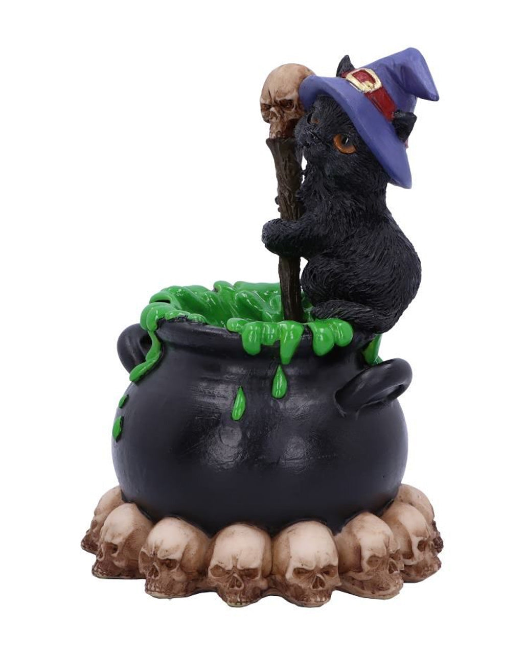 Schwarzes Hexenkätzchen mit Hexenkessel 12cm