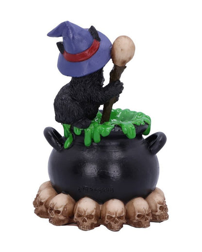 Schwarzes Hexenkätzchen mit Hexenkessel 12cm