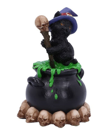 Schwarzes Hexenkätzchen mit Hexenkessel 12cm