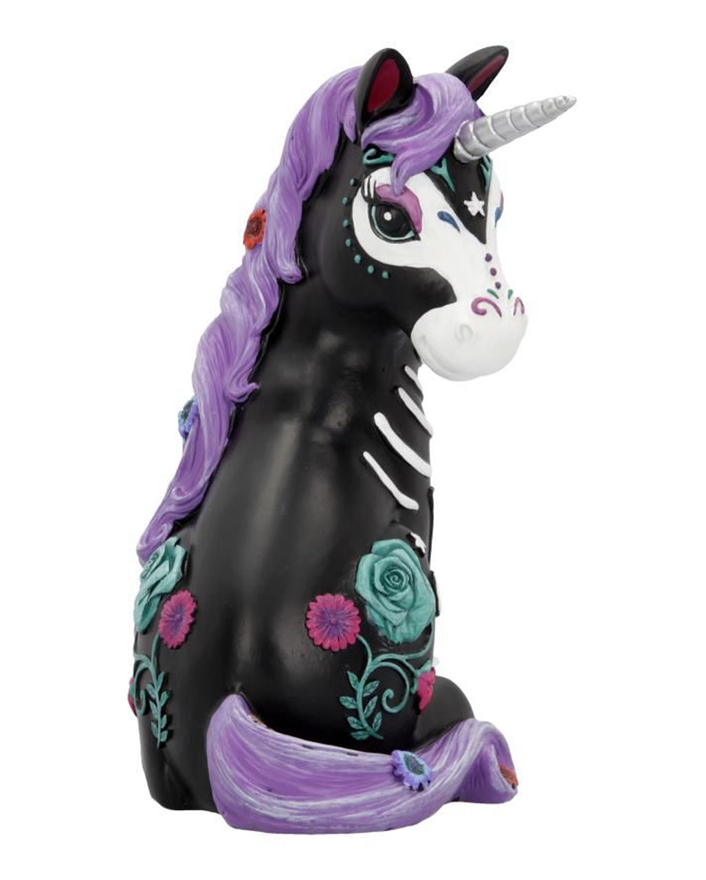 Schwarzes Skelett Einhorn 22cm