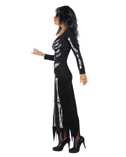 Düsteres Knochenkleid für Halloween & Mottofeste