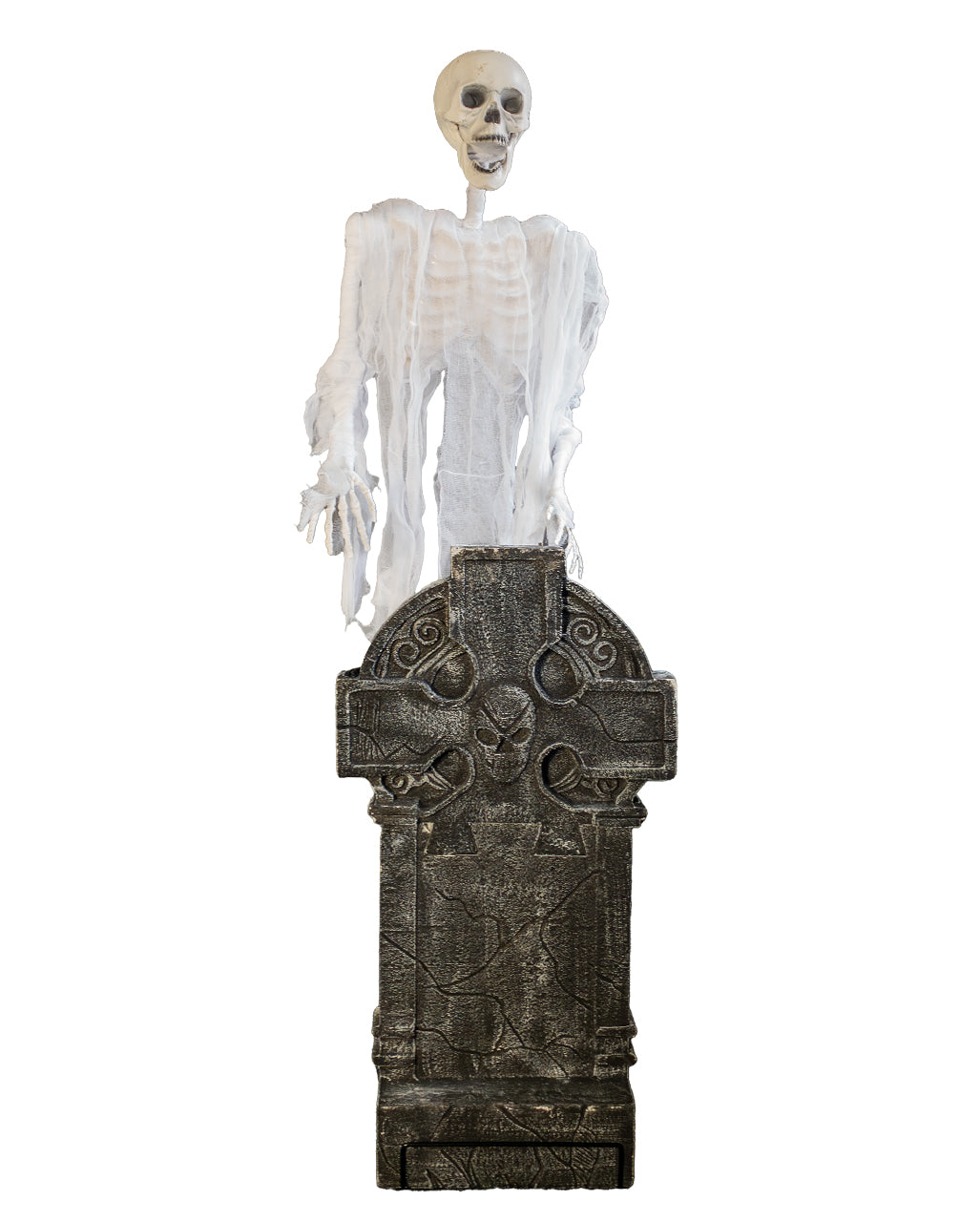 Floating Ghost Skeleton & Gravestone With Light & Sound 175cm
