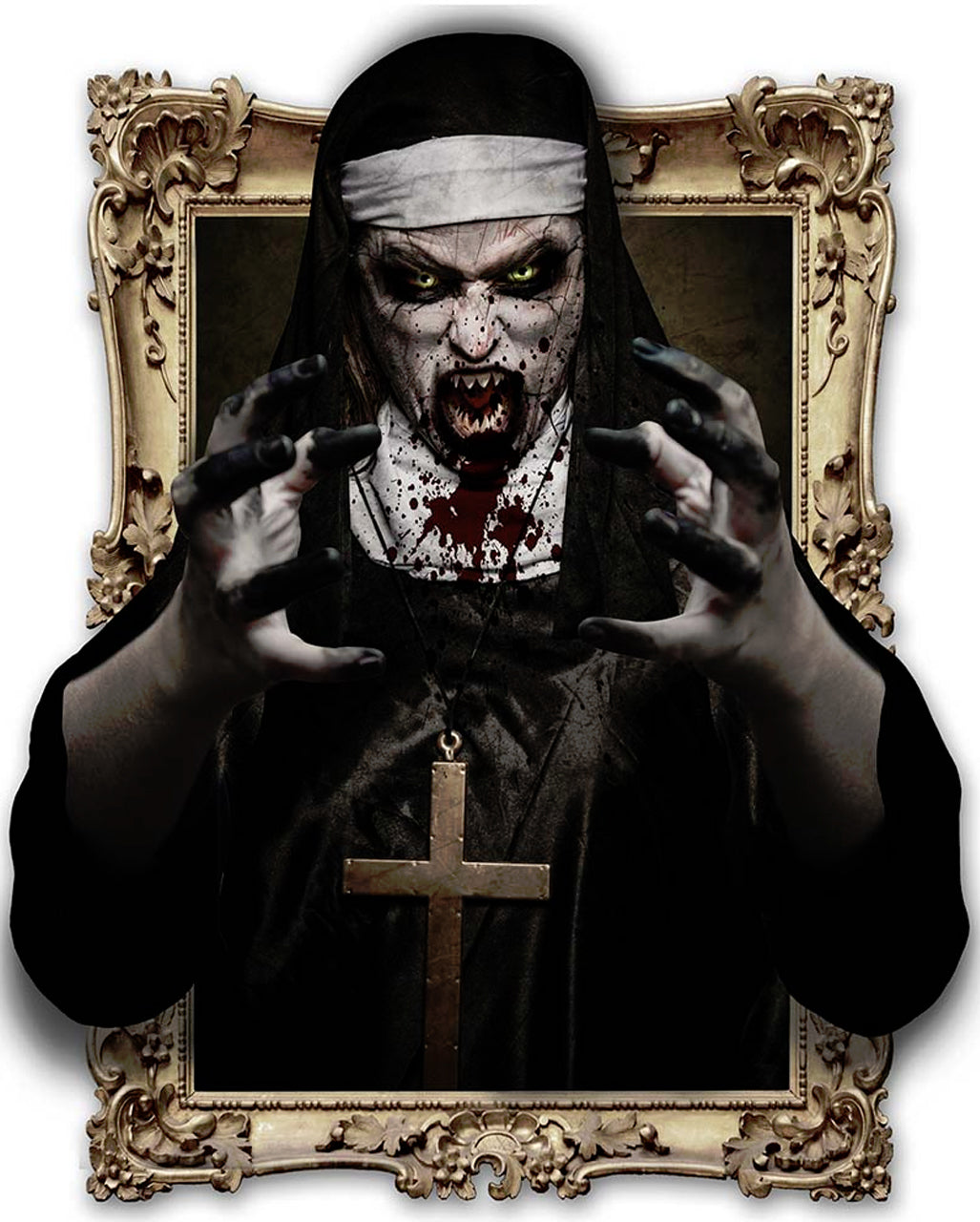 3D Deko Folie Zombie Nonne selbstklebend